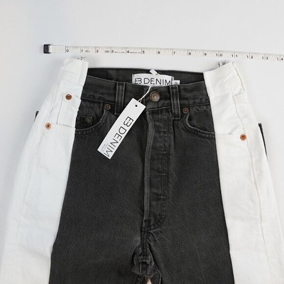 EB DENIM Black & Whites Upcycled Levi Straight Leg Jeans - Size 22/XXS - NWT - Picture 8 of 10